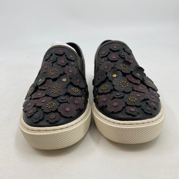 Coach Black Floral Slip-On Loafers | Size 9 - Women's Flats - Picture 3 of 7
